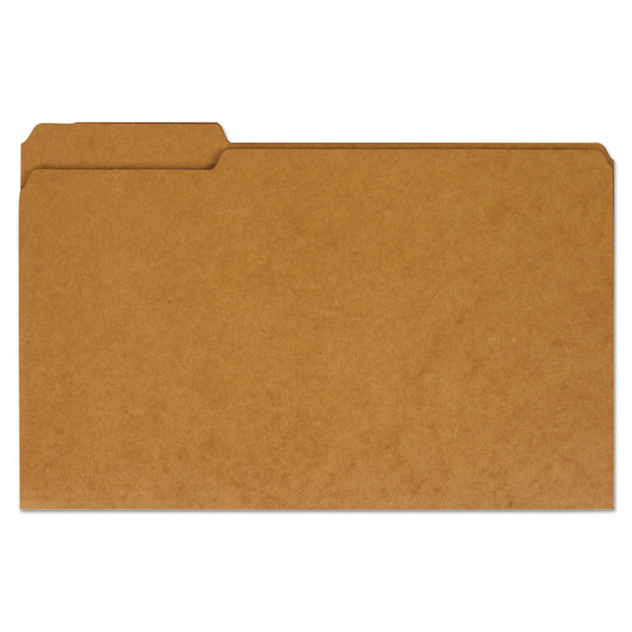 Reinforced Kraft Top Tab File Folders, 1/3-Cut Tabs: Assorted, Legal Size, 0.75" Expansion, Brown, 100/Box