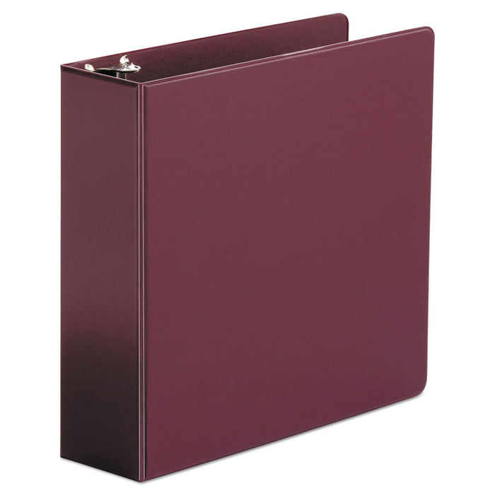 Economy Non-View Round Ring Binder, 3 Rings, 3" Capacity, 11 x 8.5, Burgundy