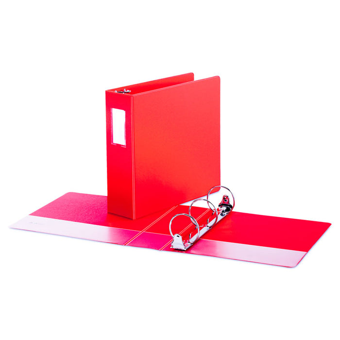 Economy Non-View Round Ring Binder, 3 Rings, 3" Capacity, 11 x 8.5, Red