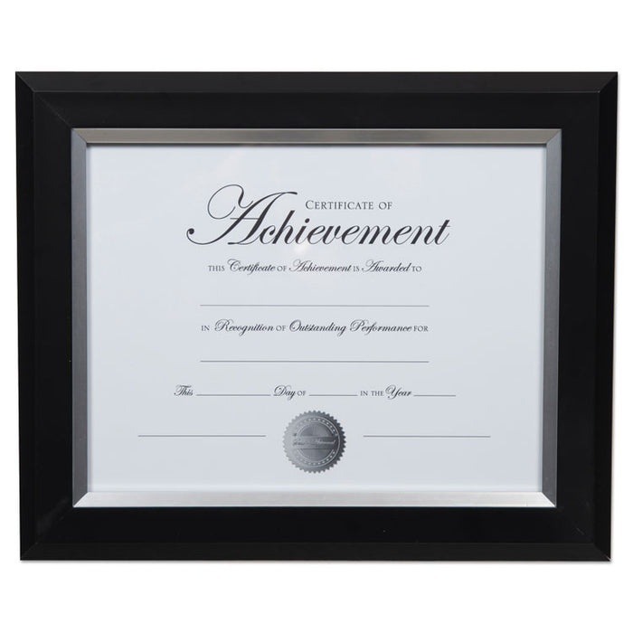 2-Tone Document Frame, 8.5 x 11 Insert, Black/Silver Frame