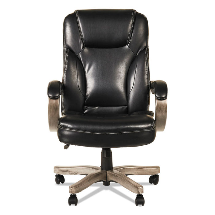 Alera Transitional Series Executive Wood Chair, Supports 275 lb, 19.09" to 22.83" Seat Height, Black Seat/Back, Gray Ash Base