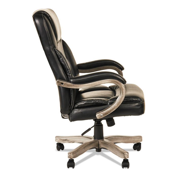 Alera Transitional Series Executive Wood Chair, Supports 275 lb, 19.09" to 22.83" Seat Height, Black Seat/Back, Gray Ash Base