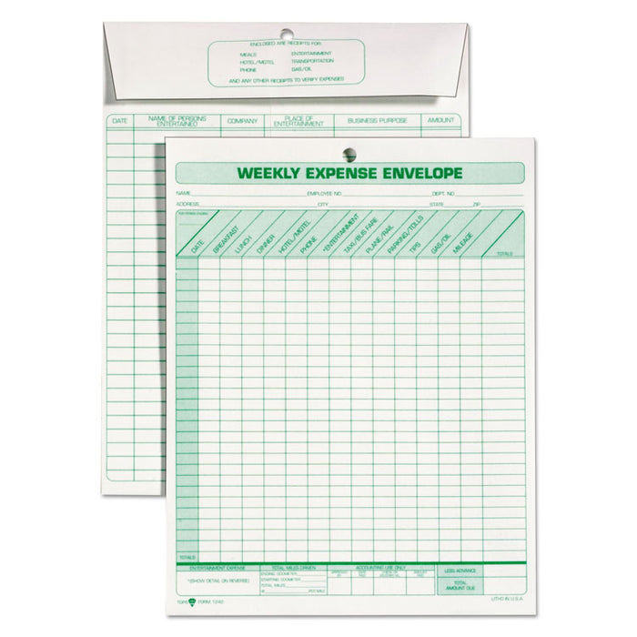 Weekly Expense Envelope, 8 1/2 x 11, 20 Forms