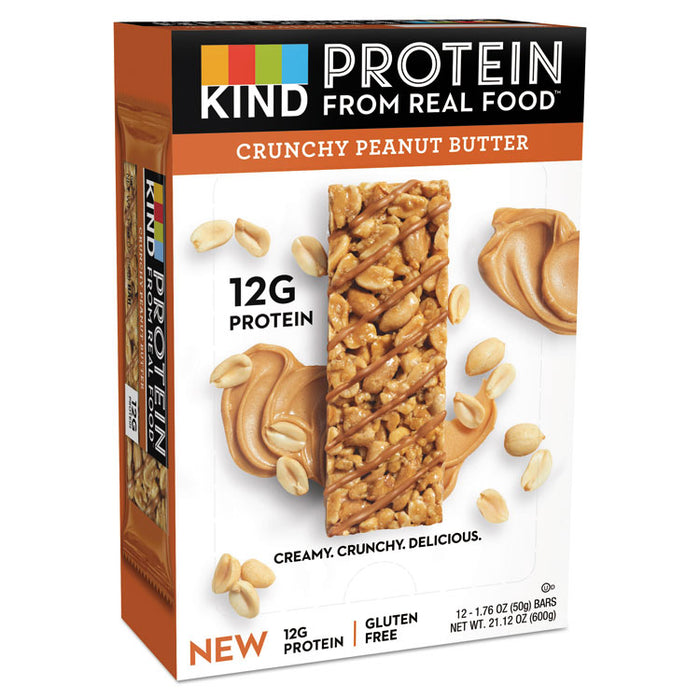 Protein Bars, Crunchy Peanut Butter, 1.76 oz, 12/Pack