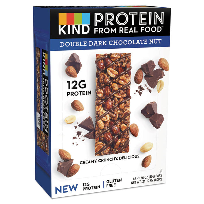 Protein Bars, Double Dark Chocolate, 1.76 oz, 12/Pack