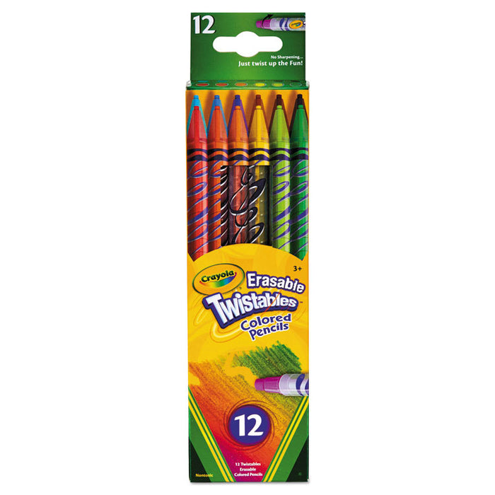 Twistables Erasable Colored Pencils, 2 mm, 2B (#1), Assorted Lead/Barrel Colors, Dozen