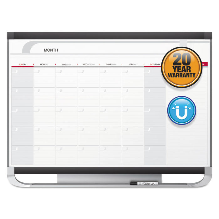 Prestige 2 Magnetic Total Erase Monthly Calendar, 36 x 24, Graphite Color Frame