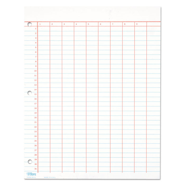 Data Pad w/Numbered Column Headings, 11 x 8.5, White, 50 Sheets