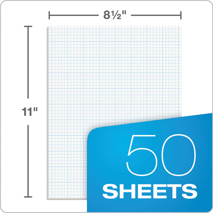 Cross Section Pads, 5 sq/in Quadrille Rule, 8.5 x 11, White, 50 Sheets