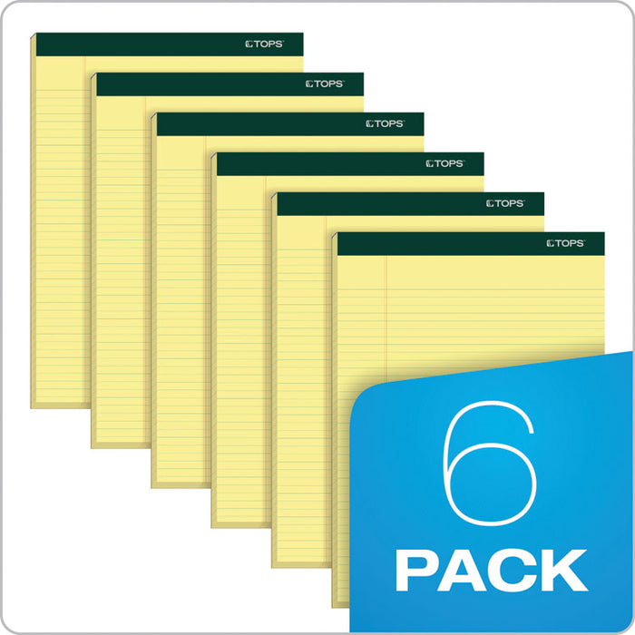 Double Docket Ruled Pads, Narrow Rule, 8.5 x 11.75, Canary, 100 Sheets, 6/Pack