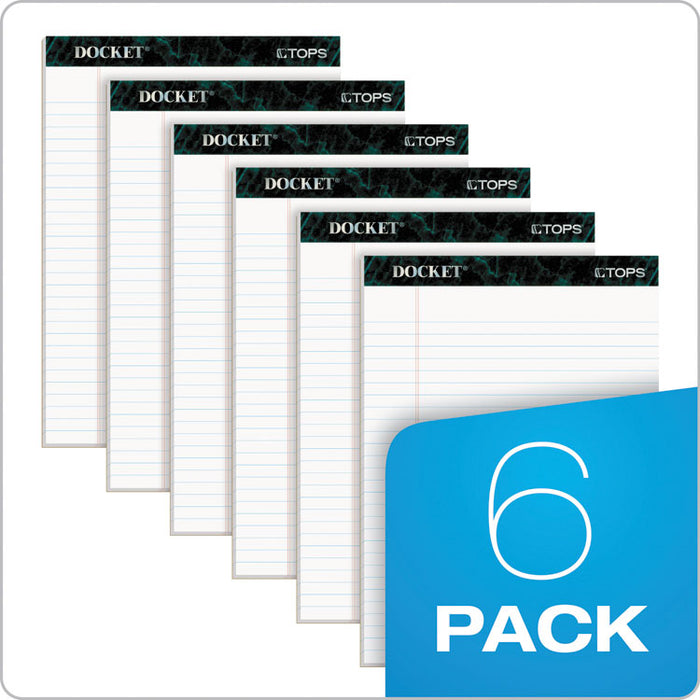 Docket Ruled Perforated Pads, Wide/Legal Rule, 50 White 8.5 x 11.75 Sheets, 6/Pack
