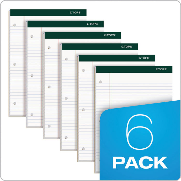 Double Docket Ruled Pads, Wide/Legal Rule, 100 White 8.5 x 11.75 Sheets, 6/Pack