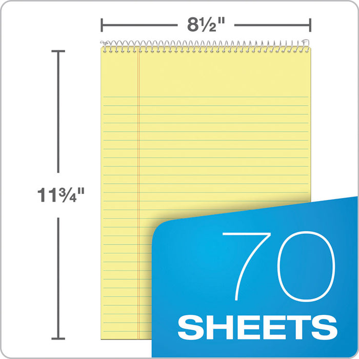 Docket Ruled Wirebound Pad with Cover, Wide/Legal Rule, Blue Cover, 70 Canary-Yellow 8.5 x 11.75 Sheets