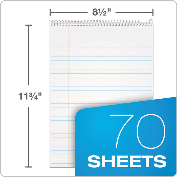 Docket Ruled Wirebound Pad with Cover, Wide/Legal Rule, Blue Cover, 70 White 8.5 x 11.75 Sheets