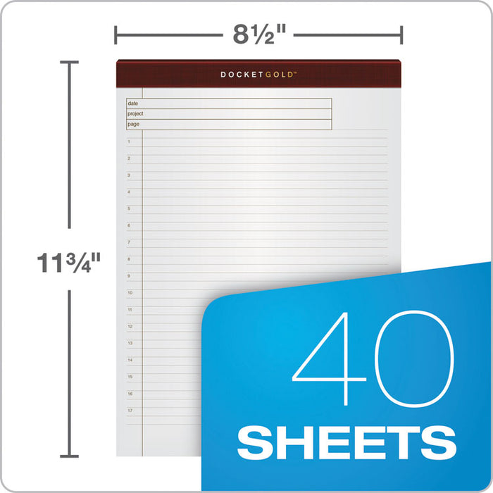 Docket Gold Planning Pads, Wide/Legal Rule, Cover, 8.5 x 11.75, 40 Sheets, 4/Pack