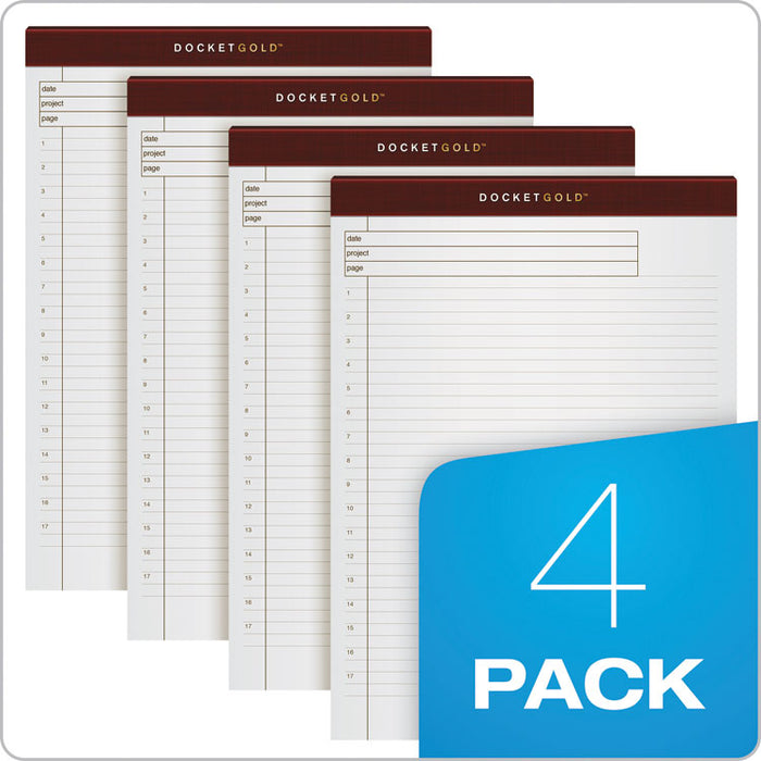 Docket Gold Planning Pads, Wide/Legal Rule, Cover, 8.5 x 11.75, 40 Sheets, 4/Pack