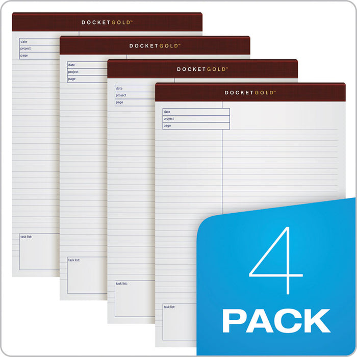 Docket Gold Planning Pads, Project-Management Format, Quadrille Rule (4 sq/in), 40 White 8.5 x 11.75 Sheets, 4/Pack