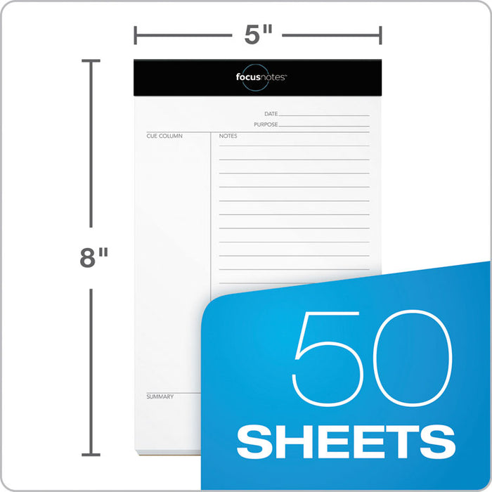 FocusNotes Legal Pad, Meeting Notes, 5 x 8, White, 50 Sheets