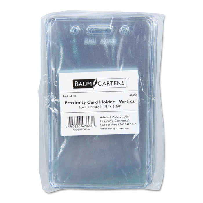 Sicurix Proximity Badge Holder, Vertical, 2 1/2w x 4 1/2h, Clear, 50/Pack