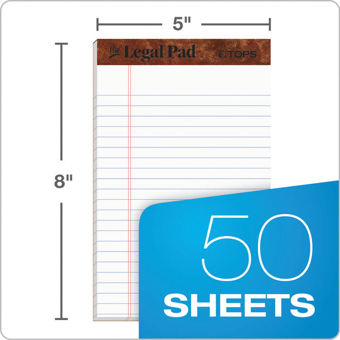 "The Legal Pad" Perforated Pads, Narrow Rule, 5 x 8, White, 50 Sheets, Dozen