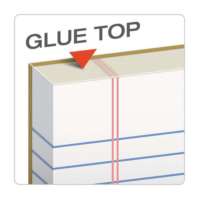 "The Legal Pad" Glue Top Pads, Wide/Legal Rule, 50 White 8.5 x 11 Sheets, 12/Pack