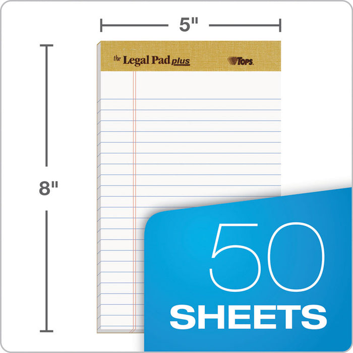 "The Legal Pad" Plus Ruled Perforated Pads with 40 pt. Back, Narrow Rule, 50 White 5 x 8 Sheets, Dozen