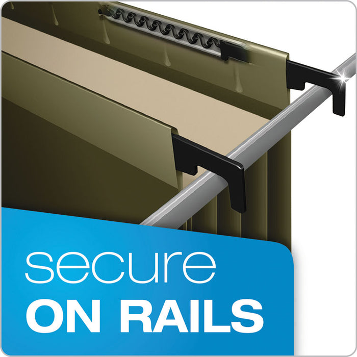 SureHook Hanging Pocket File, Letter Size, 1/5-Cut Tab, Standard Green, 4/Pack