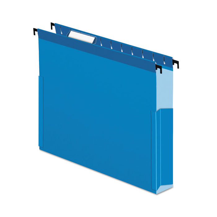 SureHook Reinforced Extra-Capacity Hanging Box File, 1 Section, 3" Capacity, Letter Size, 1/5-Cut Tabs, Blue, 25/Box
