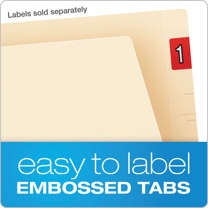 Manila End Tab Expanding Fastener Folders, 2-Ply Tabs, 2 Fasteners, Letter Size, 11-pt Manila Exterior, 50/Box