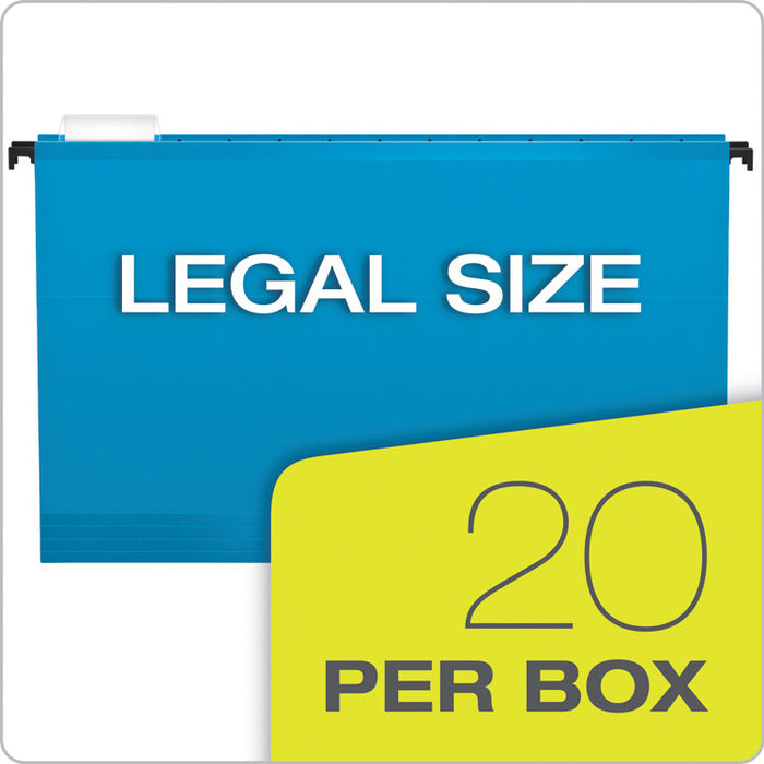 SureHook Hanging Folders, Legal Size, 1/5-Cut Tab, Blue, 20/Box