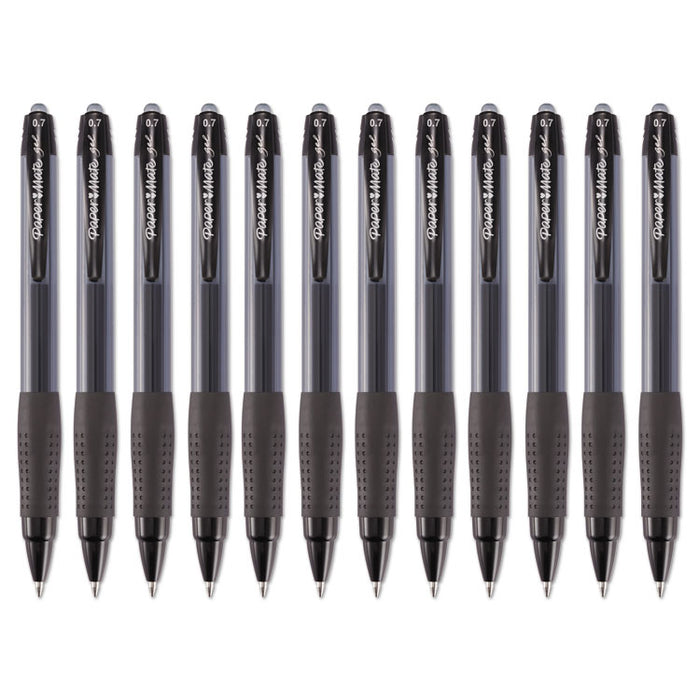 Retractable Gel Pen, Bold 1mm, Black Ink, Translucent Black Barrel, Dozen