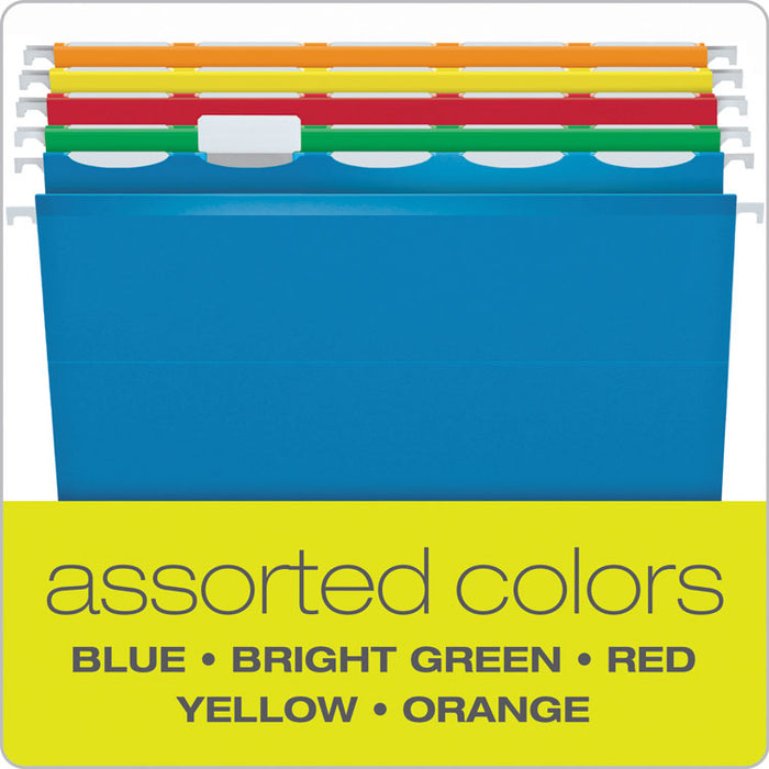 Ready-Tab Colored Reinforced Hanging Folders, Letter Size, 1/3-Cut Tab, Assorted, 25/Box
