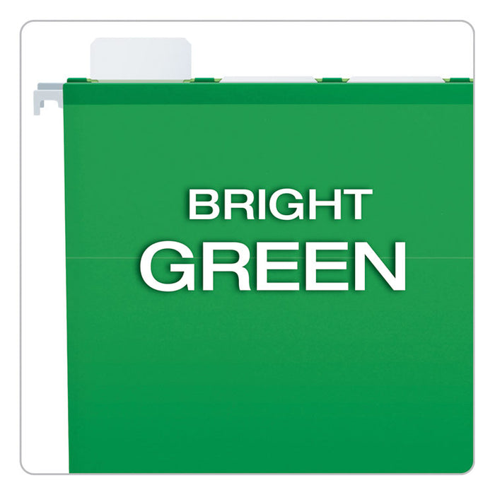 SureHook Hanging Folders, Legal Size, 1/5-Cut Tabs, Bright Green, 20/Box
