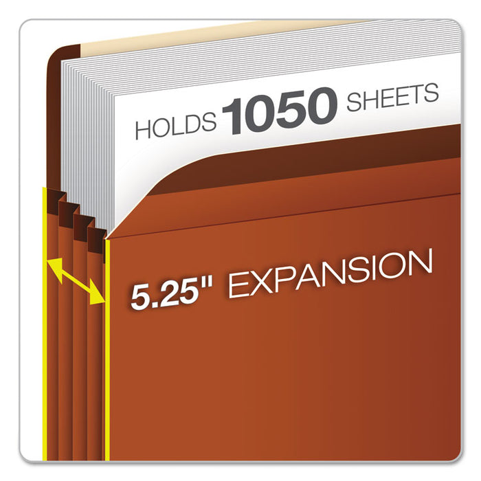 Premium Reinforced Expanding File Pockets, 5.25" Expansion, Legal Size, Red Fiber, 5/Box