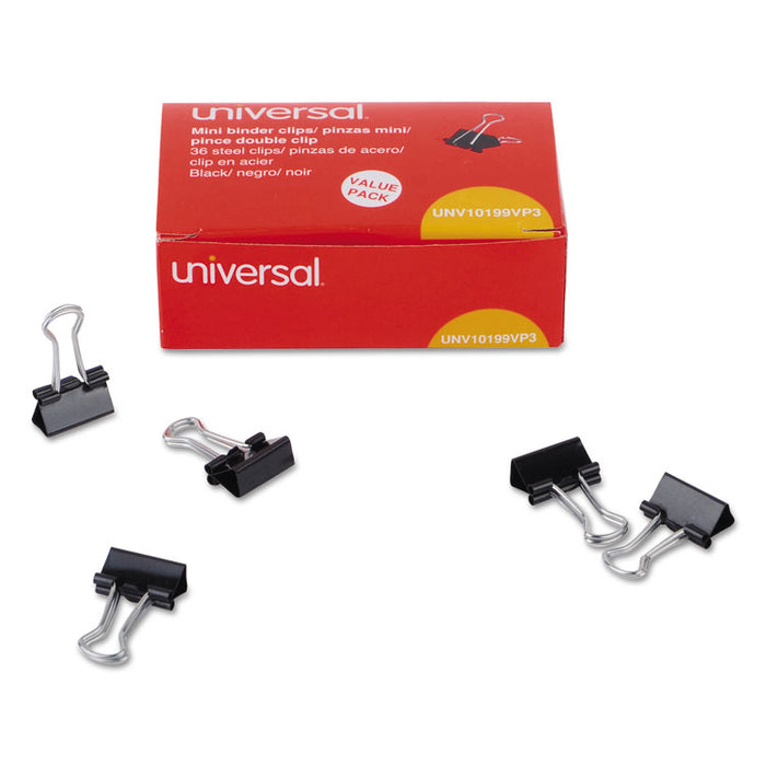Binder Clip Value Pack, Mini, Black/Silver, 36/Box
