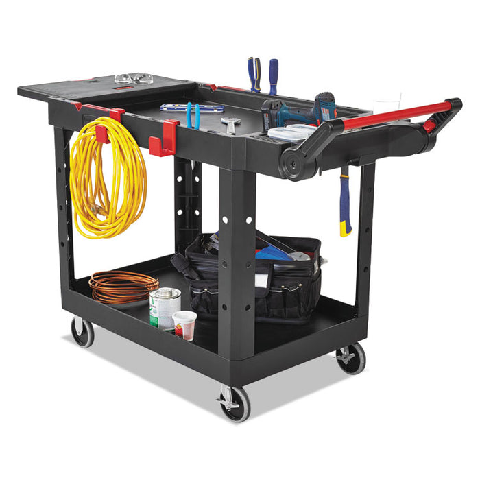 Heavy Duty Adaptable Utility Cart, 2 Shelves, 25.2w x 51.5d x 36h, Black