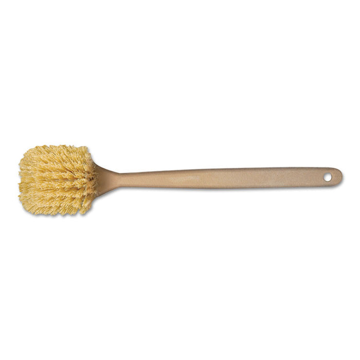 Utility Brush, Cream Polypropylene Bristles, 5.5 Brush, 14.5" Tan Plastic Handle