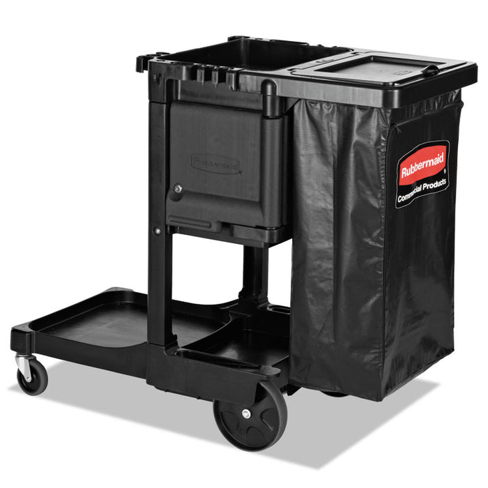 Executive Janitorial Cleaning Cart, 12.1w x 22.4d x 23h, Black