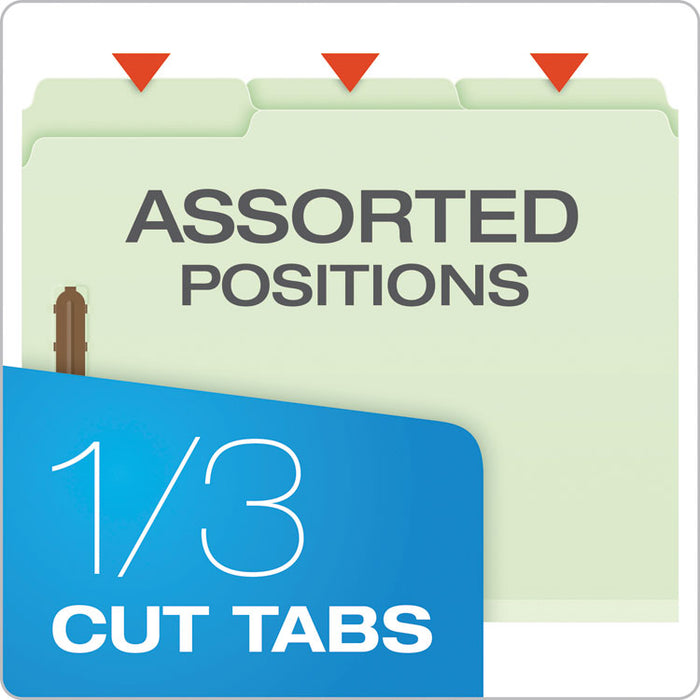 Heavy-Duty Pressboard Folders w/ Embossed Fasteners, Letter Size, Green, 25/Box