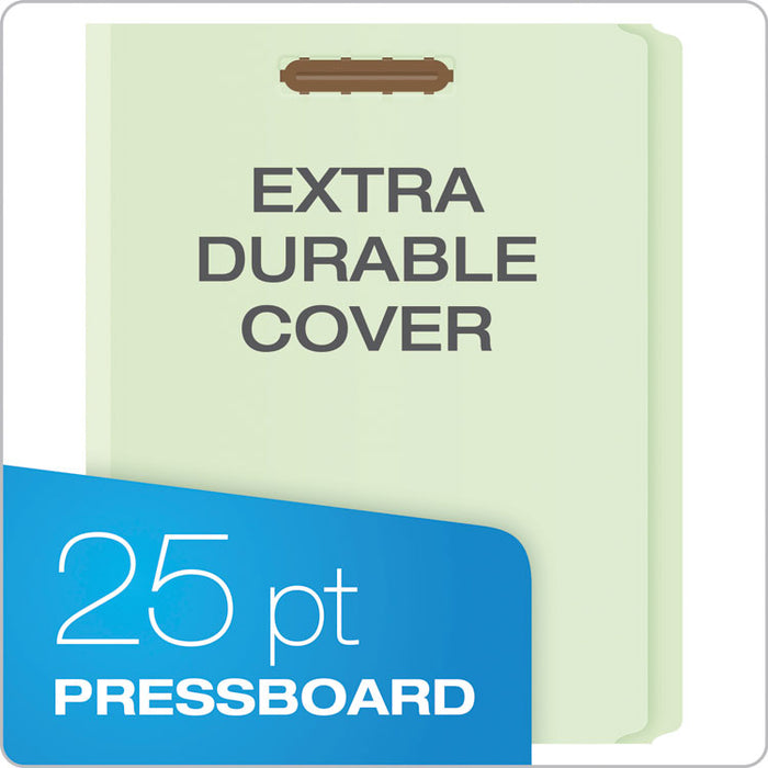 Heavy-Duty Pressboard Folders w/ Embossed Fasteners, Letter Size, Green, 25/Box