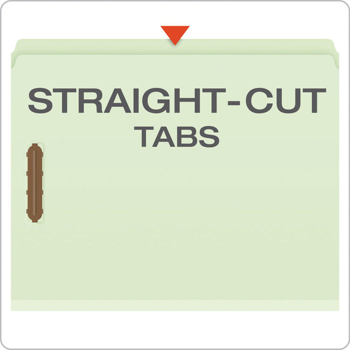 Heavy-Duty Pressboard Folders w/ Embossed Fasteners, Letter Size, Green, 25/Box