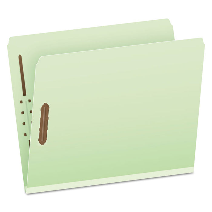 Heavy-Duty Pressboard Folders w/ Embossed Fasteners, Letter Size, Green, 25/Box