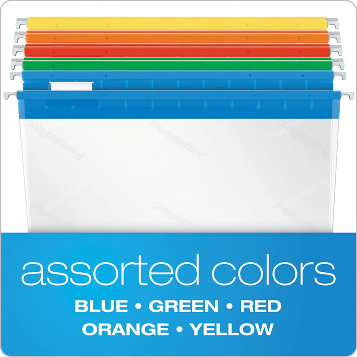 Poly Hanging Folders, Letter Size, 1/5-Cut Tab, Assorted, 25/Box