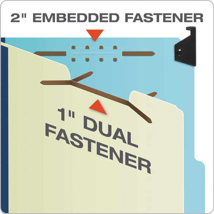 Hanging Classification Folders with Dividers, Legal Size, 2 Dividers, 2/5-Cut Tab, Blue