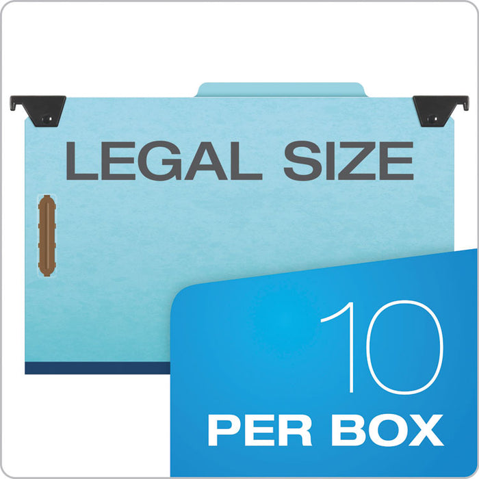 Hanging Classification Folders with Dividers, Legal Size, 2 Dividers, 2/5-Cut Tab, Blue
