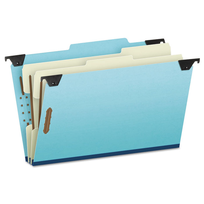 Hanging Classification Folders with Dividers, Legal Size, 2 Dividers, 2/5-Cut Tab, Blue