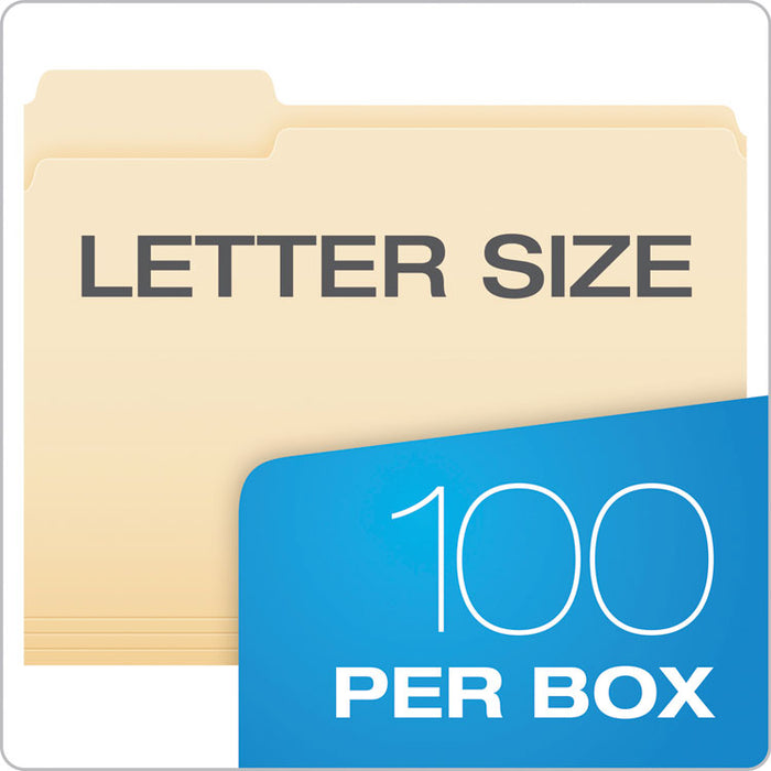 CutLess/WaterShed File Folders, 1/3-Cut Tabs, Letter Size, Manila, 100/Box