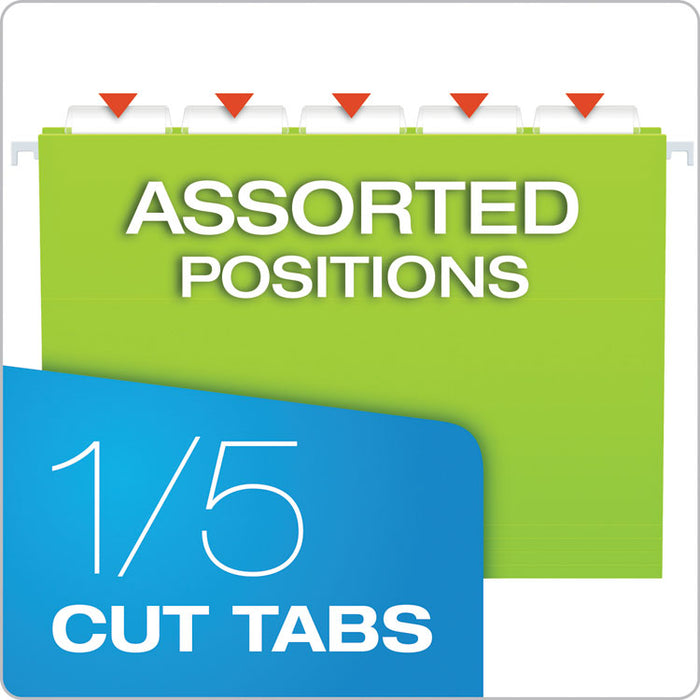 Glow Hanging File Folders, Letter Size, 1/5-Cut Tab, Assorted, 25/Box