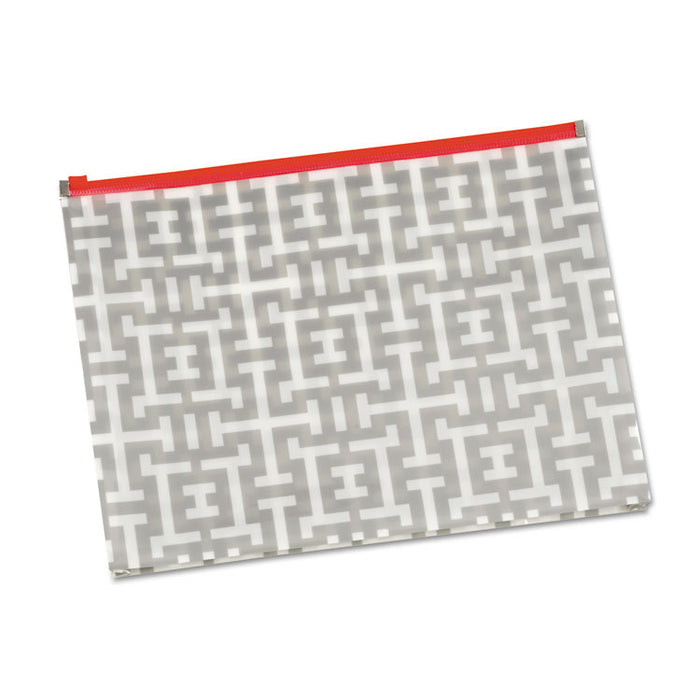 Fashion Poly Zip Envelope, Zipper Closure, 8.5 x 11, Assorted Colors, 3/Pack