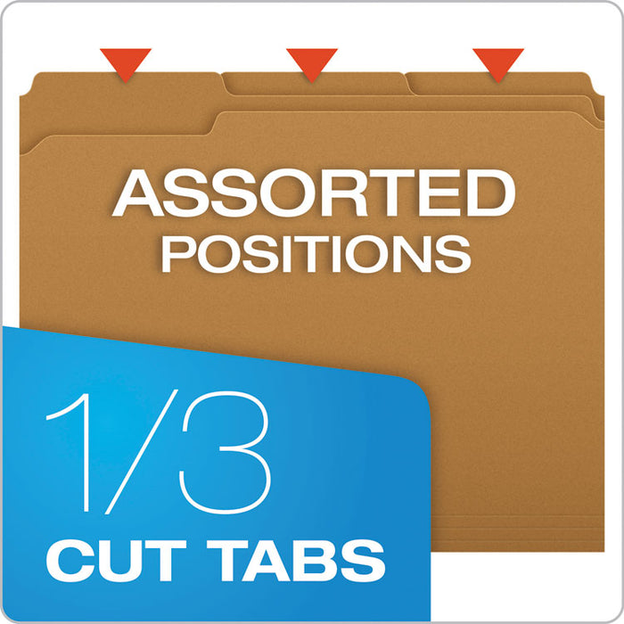 Kraft Folders with One Fastener, 1/3-Cut Tabs, Letter Size, Kraft, 50/Box